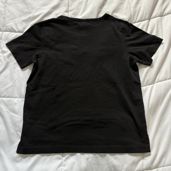 Vintage 90s Y2K Baby Tee T-shirt 2000s Floral Black Womens Small 100% Cotton - Picture 7 of 7